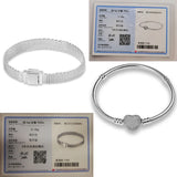 Silver S925 Women Charm Bracelet with S925 Logo DIY Charms Beads Bangle