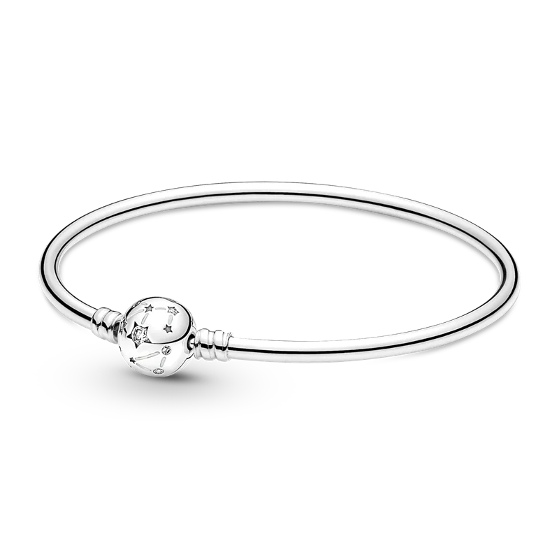 Silver S925 Women Charm Bracelet with S925 Logo DIY Charms Beads Bangle