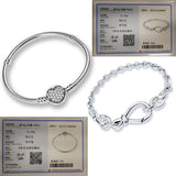 Silver S925 Women Charm Bracelet with S925 Logo DIY Charms Beads Bangle