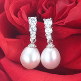 Natural Pearl Earrings S925 Sterling Silver for Wedding/Party