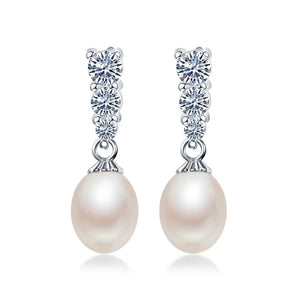 Natural Pearl Earrings S925 Sterling Silver for Wedding/Party