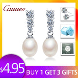 Natural Pearl Earrings S925 Sterling Silver for Wedding/Party
