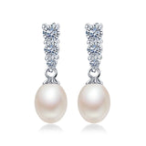 Natural Pearl Earrings S925 Sterling Silver for Wedding/Party