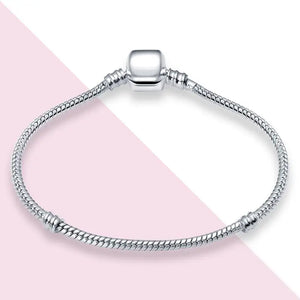 925 Silver Chain Bracelet Charm Bead DIY Jewelry Women Gift
