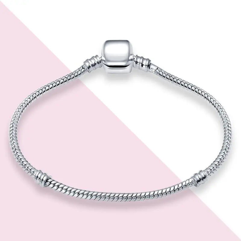 925 Silver Chain Bracelet Charm Bead DIY Jewelry Women Gift