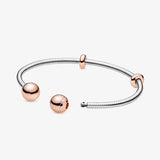 925 Silver Women's Bracelet Rose Snake Chain Bangle