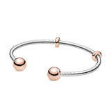 925 Silver Women's Bracelet Rose Snake Chain Bangle