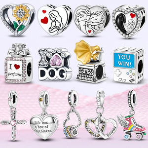 925 Silver Chameleon & Skates Charm for Women Bracelet, Birthday Jewelry
