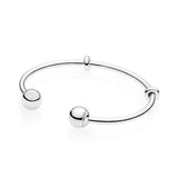 925 Silver Winter Christmas Round Bead Bracelet Gift