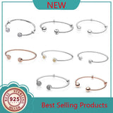925 Silver Winter Christmas Round Bead Bracelet Gift