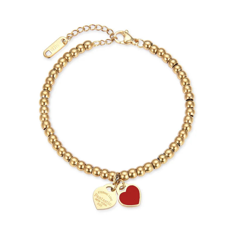 Colorful Heart Bracelet for Women Stainless Steel Jewelry