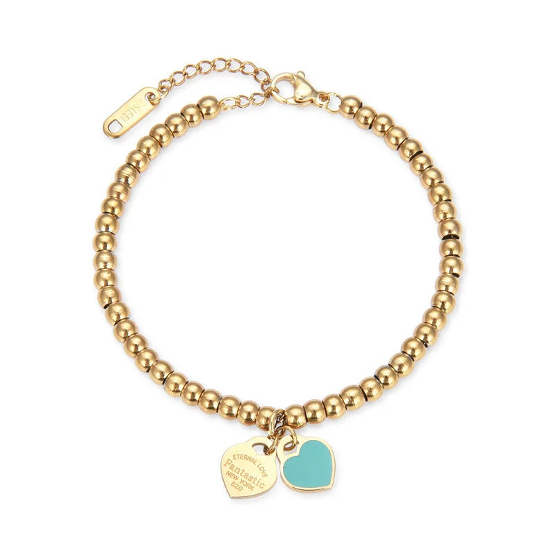 Colorful Heart Bracelet for Women Stainless Steel Jewelry