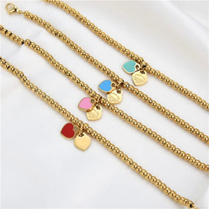 Colorful Heart Bracelet for Women Stainless Steel Jewelry
