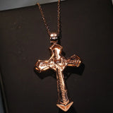 925 Silver&Rose Fill Cross Pendant Zircon CZ Necklace