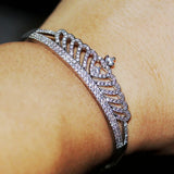 925 Silver Crown Bangle AAAAA Cubic Zircon Wedding Gift