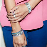 Sparkling Bow Entwined Radiant Hearts Bangle 925 Silver