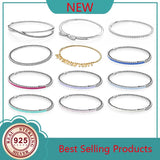 Sparkling Bow Entwined Radiant Hearts Bangle 925 Silver