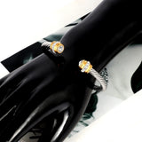 Titanium Steel Cable Cuff Bracelet Zircon Bangle Jewelry