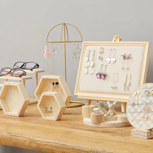 Wooden Earrings Holder Jewelry Display Storage Stand