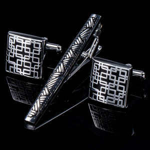 Classic Pattern Tie Bar Cufflinks Set Men Jewelry TZ-410
