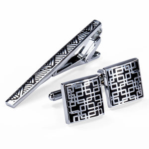 Classic Pattern Tie Bar Cufflinks Set Men Jewelry TZ-410