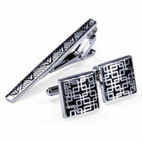 Classic Pattern Tie Bar Cufflinks Set Men Jewelry TZ-410