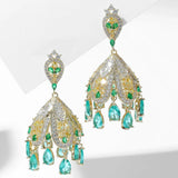 Sparkly Cubic Zircon Bell Dangle Earrings for Evening Party