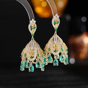 Sparkly Cubic Zircon Bell Dangle Earrings for Evening Party