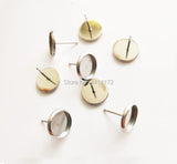 200pcs Stainless Steel Blank Earring Studs Flat Round Setting Tray Base