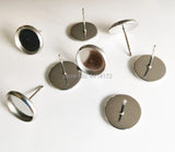 200pcs Stainless Steel Blank Earring Studs Flat Round Setting Tray Base