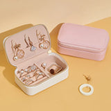 2-Layer PU Jewelry Box Earrings Necklaces Display Organizer