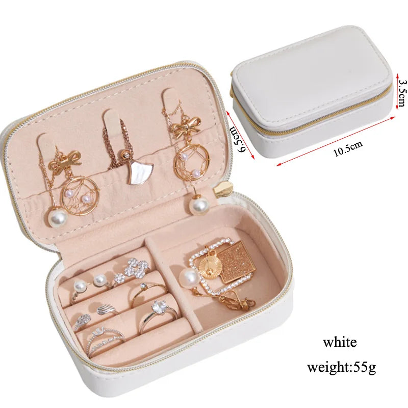 2-Layer PU Jewelry Box Earrings Necklaces Display Organizer