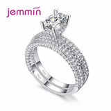 Sterling Silver CZ Rings Set for Women - Elegant Finger Jewelry