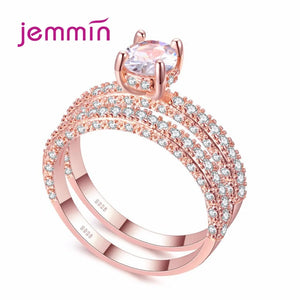 Sterling Silver CZ Rings Set for Women - Elegant Finger Jewelry
