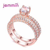 Sterling Silver CZ Rings Set for Women - Elegant Finger Jewelry