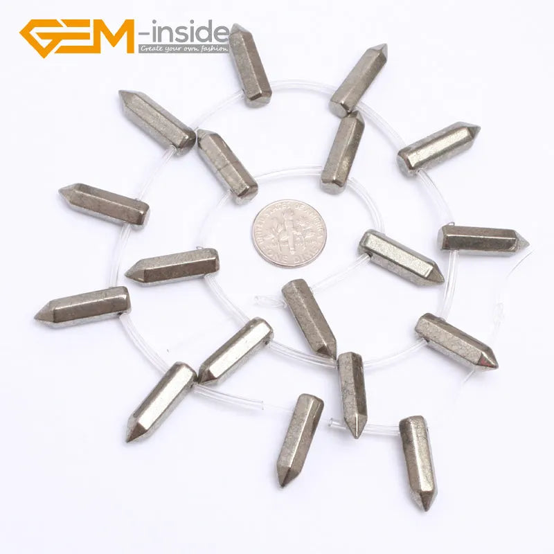 Natural Gray Pyrite Stone Spike Beads 15 Inches Strand Bulk