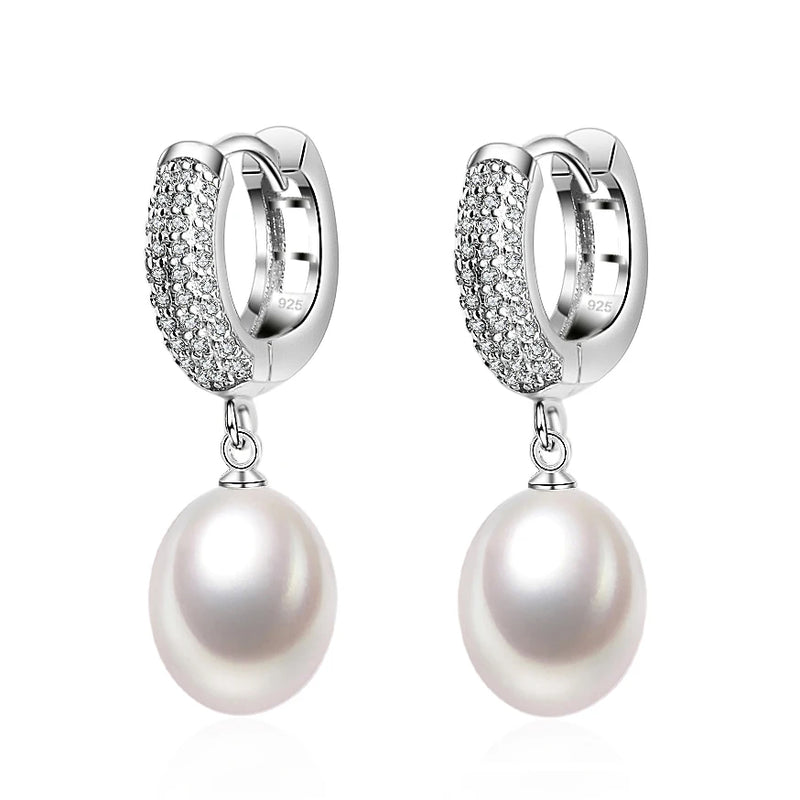 925 Silver Earrings with Natural Pearls Women