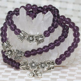 6mm Purple Crystal Electroplate Bead Chain Bracelet Multilayer DIY Jewelry