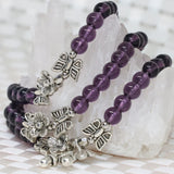 6mm Purple Crystal Electroplate Bead Chain Bracelet Multilayer DIY Jewelry