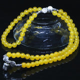 Natural Yellow Jades Chalcedony Beads Bracelet for Women B2224