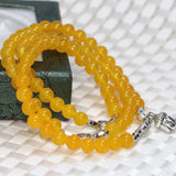 Natural Yellow Jades Chalcedony Beads Bracelet for Women B2224