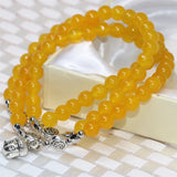 Natural Yellow Jades Chalcedony Beads Bracelet for Women B2224