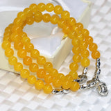 Natural Yellow Jades Chalcedony Beads Bracelet for Women B2224