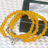 Natural Yellow Jades Chalcedony Beads Bracelet for Women B2224