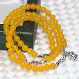 Natural Yellow Jades Chalcedony Beads Bracelet for Women B2224