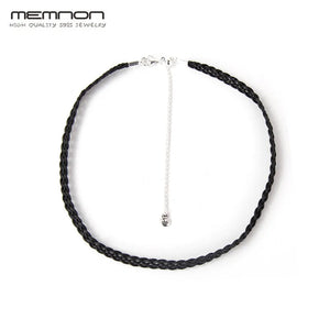 925 Sterling Silver Leather Necklace Women European Jewelry