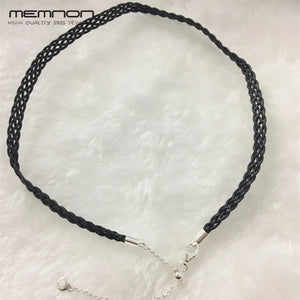 925 Sterling Silver Leather Necklace Women European Jewelry