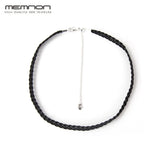 925 Sterling Silver Leather Necklace Women European Jewelry