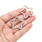 3pcs Stainless Steel Star Split Rings Keyrings Holder 3.3cm
