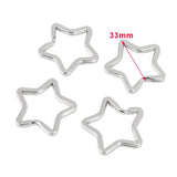 3pcs Stainless Steel Star Split Rings Keyrings Holder 3.3cm
